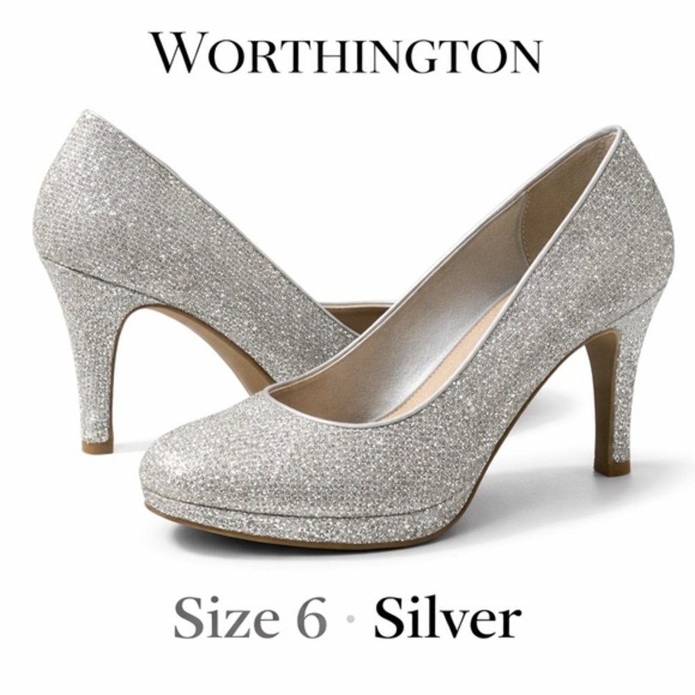 Worthington Glittering Silver Heels
